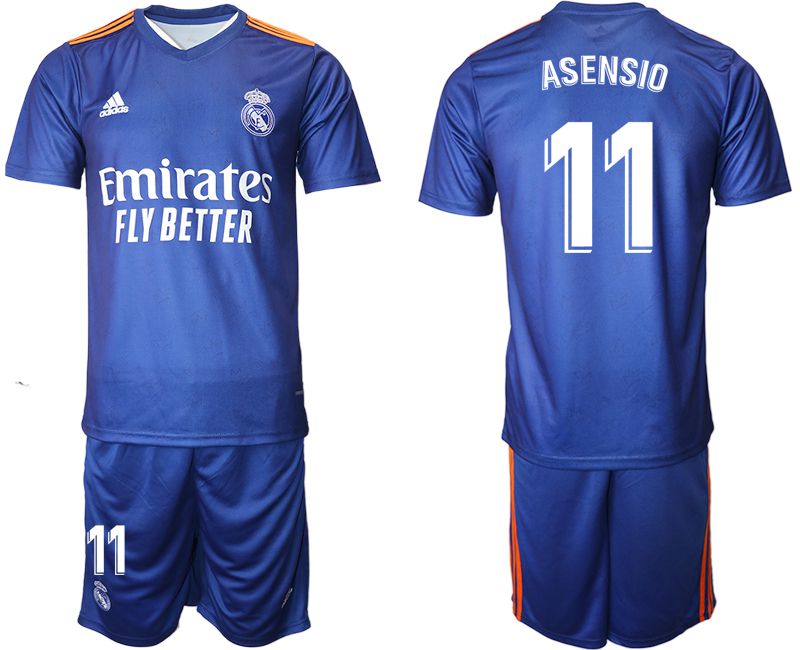 Men 2021-2022 Club Real Madrid away blue #11 Adidas Soccer Jersey